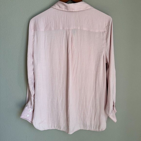 Vince Camuto Pink Button Up Top Satin Long Sleeve Collared Career Women's M - Picture 4 of 8